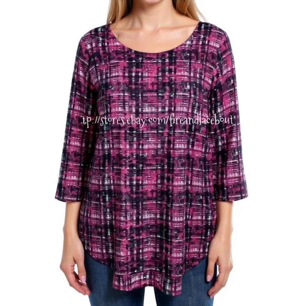 Lane Bryant Purple Plaid Tunic Top